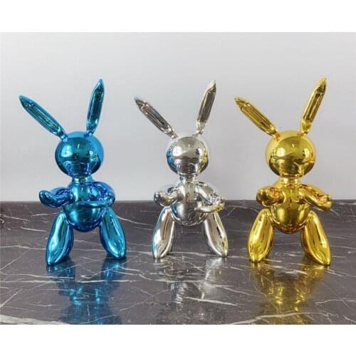 Balloon rabbit sculpture creative electroplating silver rabbit home decoration art and craft garden decoration creative statue