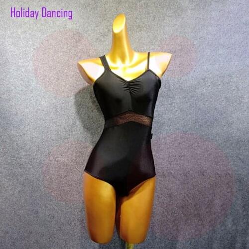 Sexy Bare Back Striped Shoulder Women Latin Dance Bodysuit Latin Dancing Tops Practise Tango Chacha Dancing Performamnce BY166B