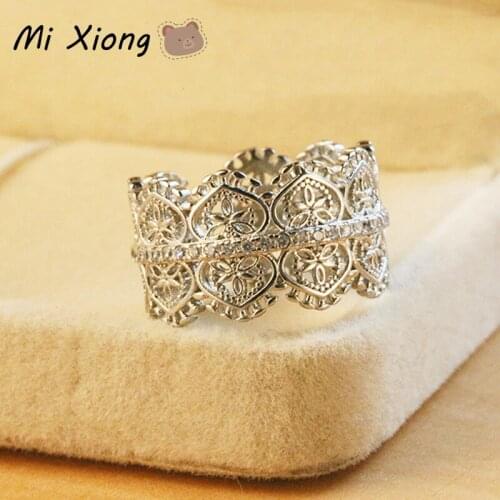 Mi Xiong S925 Sterling Silver Retro Unique Pattern Craft Ring for Women Luxury Charm Ladies Engagement Anniversary Brand Jewelry