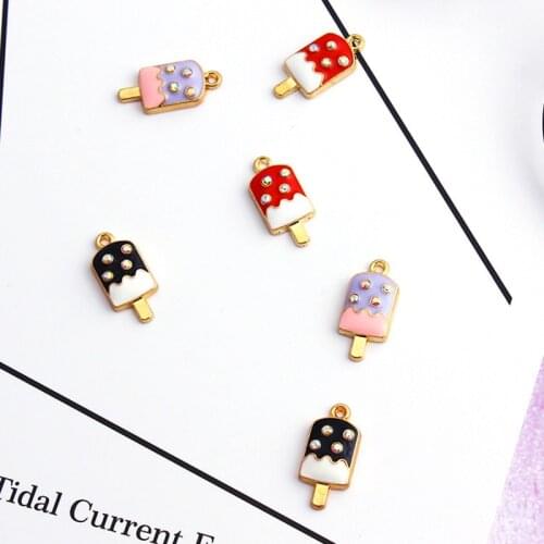10pcs/lot 9*17mm Cute ice cream Enamel sweet Charms for DIY Earring Jewelry Handmade Headwear accessories Finding XL783