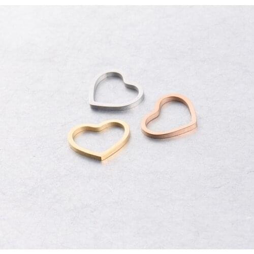 100% Stainless Steel Hollow Heart Charms For Jewelry Making Metal Love Heart Pendant Mirror Polished Wholesale 20pcs