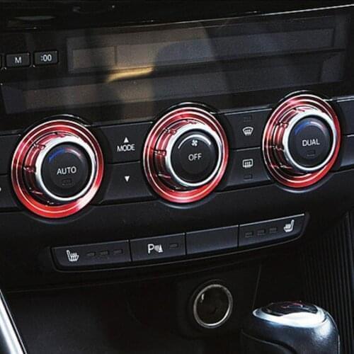 3pcs/set Aluminium alloy Air Conditioning control AC Knob sticker ring Case for Mazda 6 Atenza CX-5 2014-2016 auto accessories