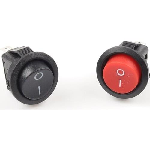 5pcs KCD1-105 Diameter Small Round Boat Rocker Switches Black Mini Round Black White Red 2 Pin ON-OFF Rocker Switch