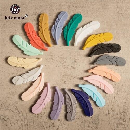 Lets Make Baby Teether 5pc Feather Perle Silicone Beads BPA Free Silicone Teether Tething Toys Baby Product Nursing Accessories