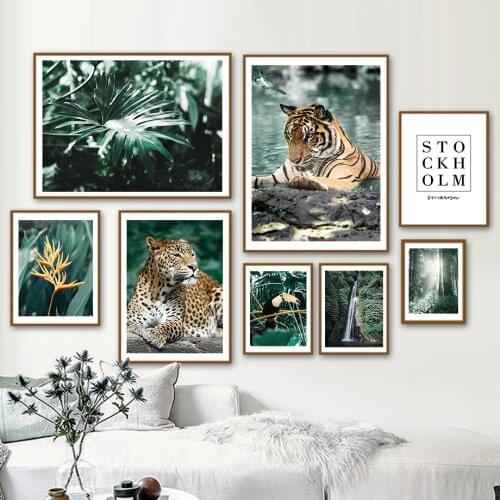 Diamond Painting Leopard Tiger Toucan Tropical Plant Leaf Wall Art Painting Diamond Embroidery Nordic Printmaking Mosaic Art
