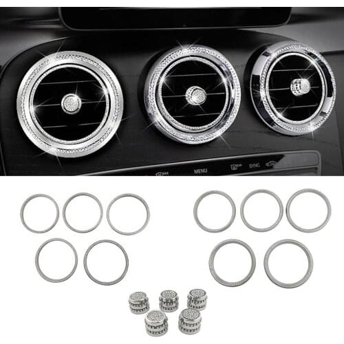 For Mercedes Benz C W205 C180 C200 C220 Central Console Air Condition AC Outlet Vent Refit Crystal Diamond Decal Ring Trim