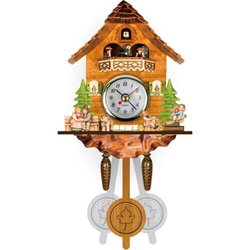 Retro Clock Decoration Accessory Black Forest Wooden House Chime Nordic Style Vintage Home Decoration