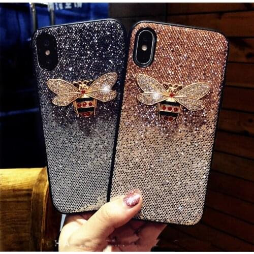 Luxury Metal Diamond Bee Glitter phone case for iphone X XR XS MAX 7 8 6 6S plus 11 PRO Cover for samsung S10 S8 S9 Note 9 8
