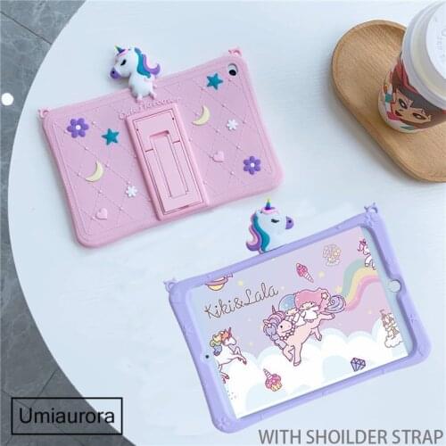 Kids Cartoon Shockproof Silicone Tablet Protect Case For Samsung Galaxy S6 Lite 10.4" SM P610 SM-P615 Stand Cover Coque + Strap