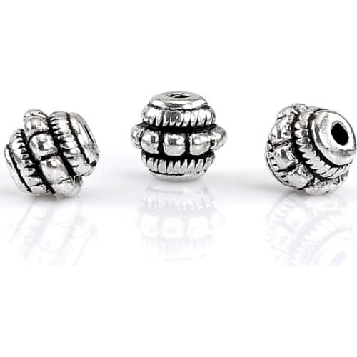 Doreen Box hot- Spacer Beads Pattern Carved Silver Color 7x7mm,100PCs (B22373)