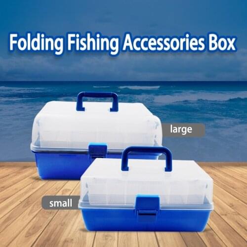 Double-layered Fishing Portable Plastic Box Folding Fishing Accessories Box Fishing Tackle Box Fishing Equipment Accessories