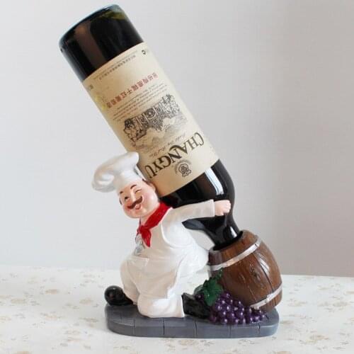 European Wine Rack Chef Figurines Wine Stand Red Wine Holder Whisky Wine Cabinet Decoration Bar Kitchen Shelf Decor Accessories