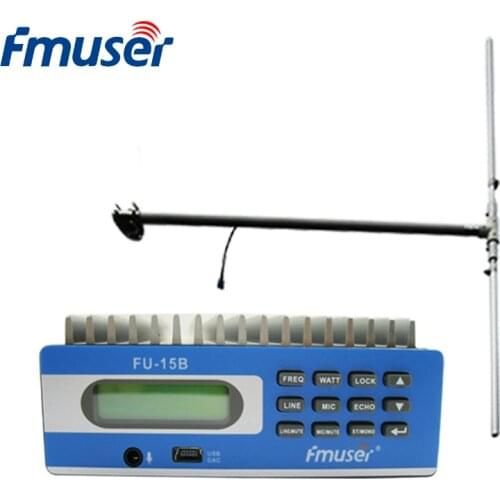 FMUSER FU-15B 15W FM Radio Transmitter Set Long Range FM Transmitter Radio Station Broadcast+1/2 Wave Dipole Antenna Kit CZE-15B