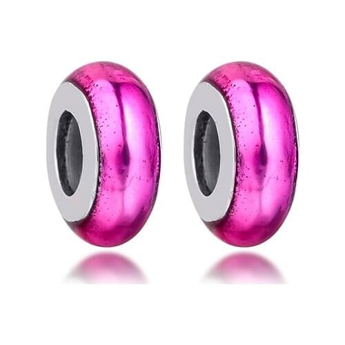 GPY My Pink Spacer Charms 925 Original Fit Pandora ME Bracelet Sterling Silver Charm Beads for Jewelry Making DIY Kralen