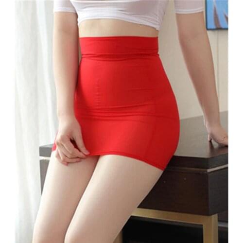 High Cut Tight Pencil Cute Skirt Ice Silk Smooth See Through Micro Mini Skirt Transparent Night Club Skirt High Waist F7