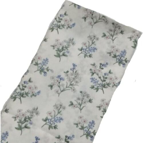 Pretty Small White Blue Flowers Printed Cotton Fabric 50x160cm Fabric Patchwork Cloth Dress DIY Sewing Quilting Home Decoration