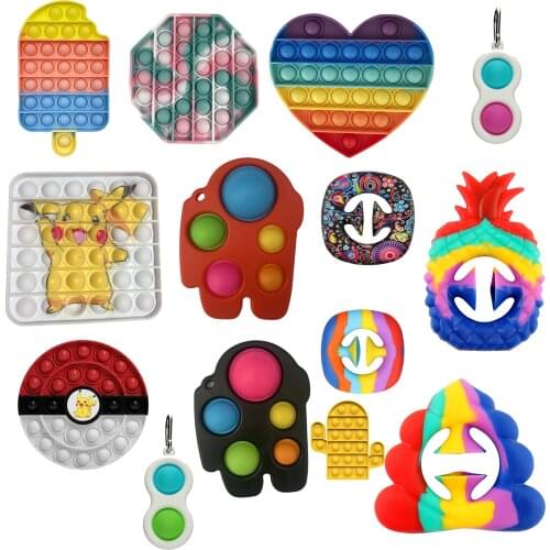 Push Bubble Fidget Toys pokemon Anime image toys doll pikachu Childrens fidget simple dimple Baby Figet Toys kids Gift