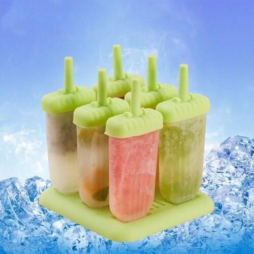 Ice Cream Cooking tools 6 Cell Ice Lolly Tools Pop Mold Popsicle molds ice Maker Lolly Mould Tray Kitchen DIY