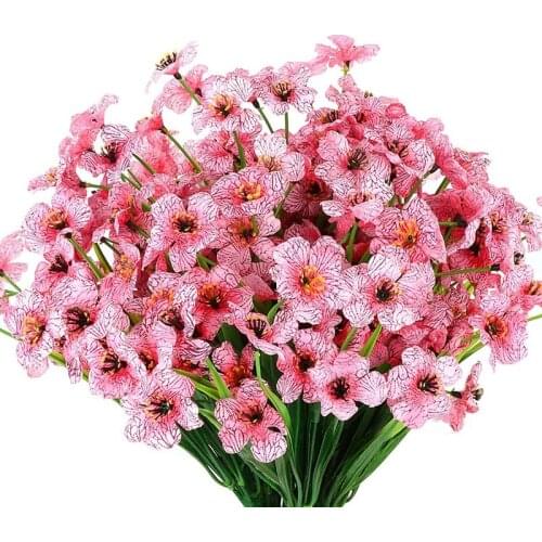 Artificial Flowers for Outdoors, 12 Bundles UV Resistant Fake Flowers for Outside, No Fade Plastic Faux Flowers