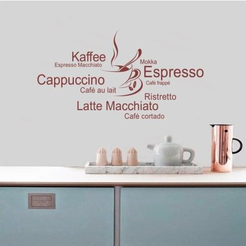 Cappuccino Coffee Kitchen Decal Vinyl Wall Sticker Mural European Creative Art Wallpaper Home Fashion Decorative Painting DW1044