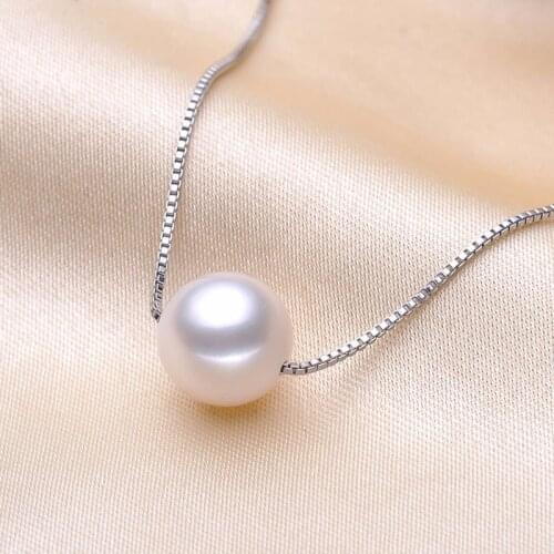FENASY round pearl classic necklaces High Quality Pearl Pendant For Girl 925 Silver jewelry 6-10MM Natural Pearl Choker Necklace