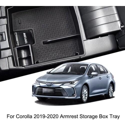 Center Central Console Armrest Storage Box Pallet Tray Container with Rubber Mat for Toyota Corolla 2019-2020