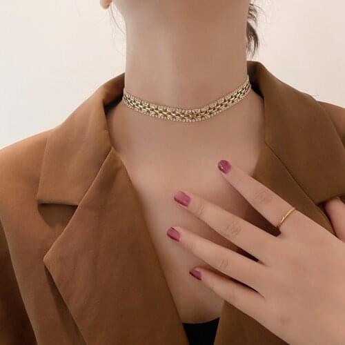 Fashion Iced Out Paved Rhinestones Necklaces For Women Snake Chain Necklace New Design Jewelry Gift