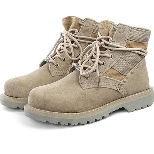 Men Women Outdoor Hiking Training Climbing Shooting Hunt Desert Tactics Military Shoes Leather Fleece Thermal Army Martin Boots