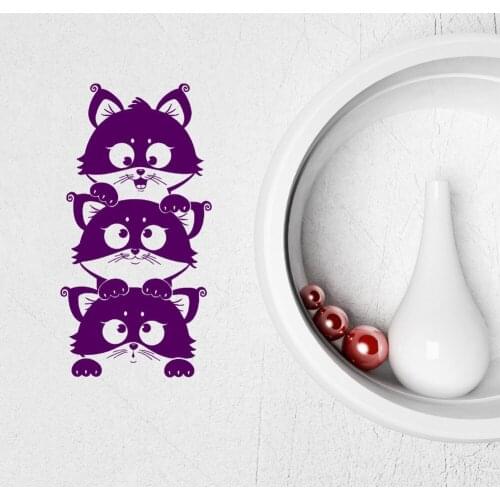 Lovely Cat Wall Stickers Vinyl Decal Kitten Pet Animal For Kids Baby Room Wall Decals Removable Mural 3D Poster Home Decor LA871