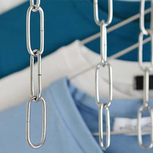 Stainless Steel Clothes Market Shop Display Hanging Chain Hooks With Ring Hanger R7RC