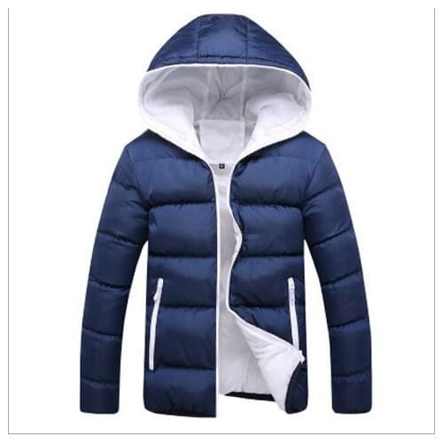 New youth casual fashion solid color hooded winter slim mens down coat plus size warm mens down jacket parka