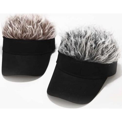 Novelty Baseball Cap Fake Flair Hair Sun Visor Hats Mens Womens Toupee Wig Funny Hair Loss Cool Gifts Golf Cap