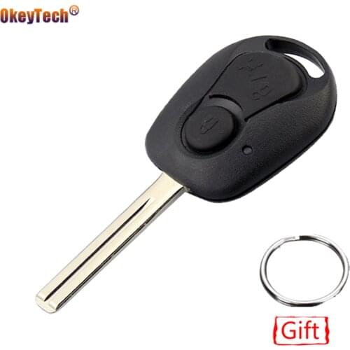 OkeyTech 2/3 Button Remote Car Key Shell Case Fob For Ssangyong Actyon Kyron Rexton Cover Replacement Uncut Blade With Ring Gift