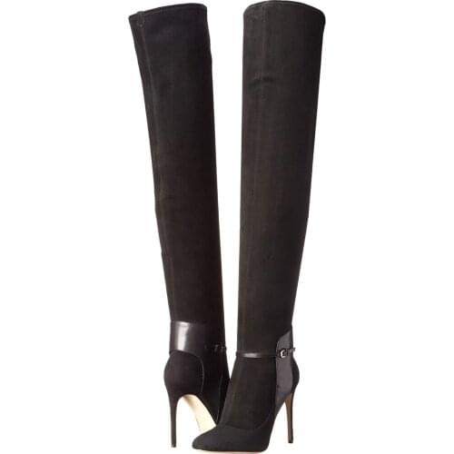 Autumn And Winter Womens Elastic Boot, Over-the-knee Knee Boots, Thin Heel High Heels Black Knight Boots Shoes Botas De Mujer