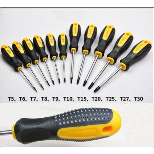 1PC Torx T5 T6 T7 T8 T9 T10 T15 T20 T25 T27 T30 Screwdriver With Hole Magnetic Screw Driver Home Phone Repair Hand Tools