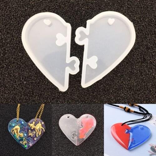 Necklace Pendant Silicone Mold Crystal Epoxy Resin Mould DIY Heart Locks For Lovers Jewelry Making Tools
