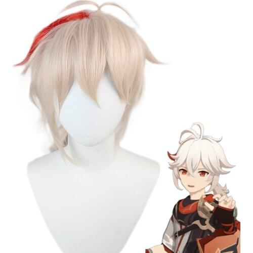 Kazuha Wig 45CM Game Genshin Impact Heat Resistant Synthetic Hair Carnival Party Role Play Wigs Cosplay Costume