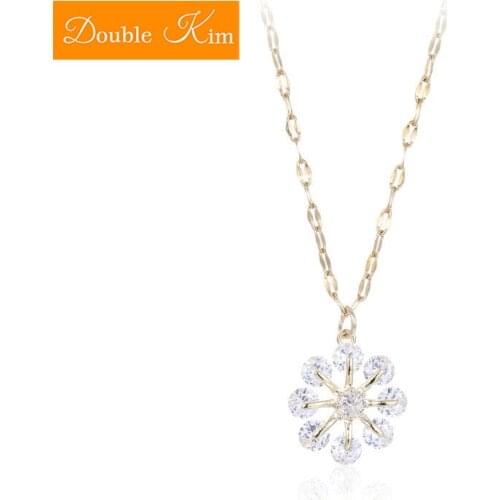 Sun Flower Windmill Pendant Women Titanium Stainless Steel Gold Color Link Chain Necklace Trendy Fashion Girl Jewelry Gift