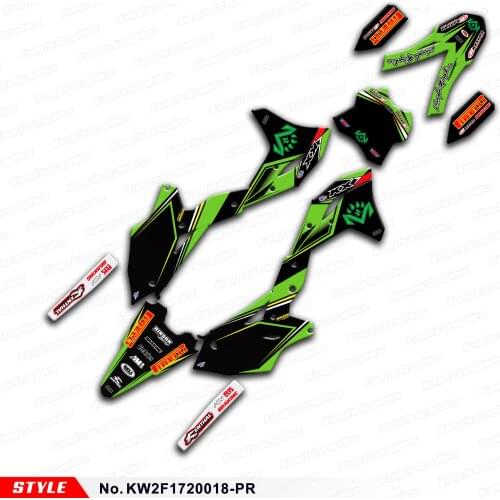 Aftermarket Team Stickers Vinyl Decals Self Adhesives for KXF 250 2017 2018 2019 2020, Style No.KW2F1720018-PR