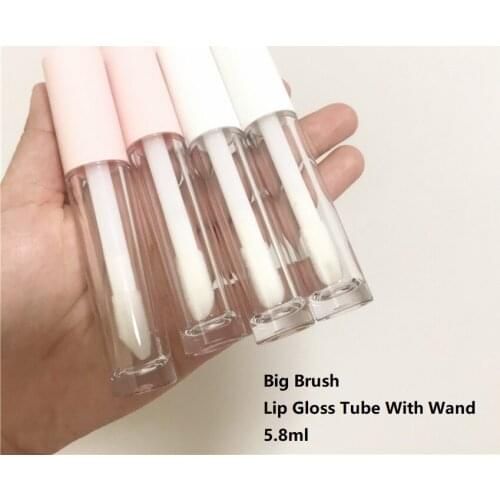 25PCS Transparent Lip Gloss Tubes With Big Brush Wand Pink White 6ml Lip Balm Lipgloss Tube Cosmetic Liquid Eyeshadow Container