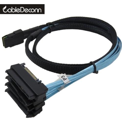 Sas sata cable Internal Mini SAS 36pin SFF-8087 to (4) 29pin+15Pin SFF-8482 connectors with SATA Power 0.5M 1M