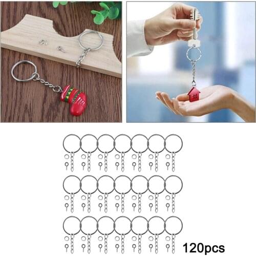 360 Pcs Silver Split Key Ring with Chain Jump Rings and Connector Metal Key