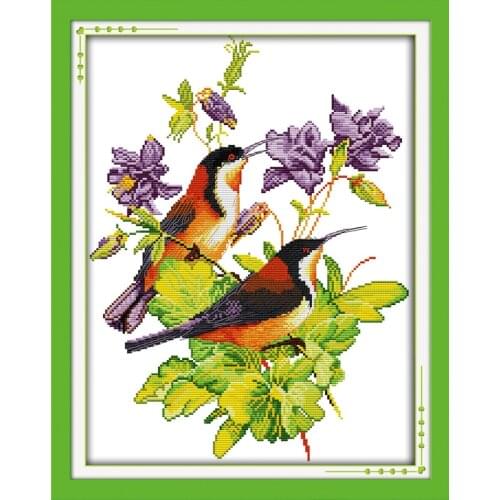 The magpies bring the spring cross stitch kit 14ct 11ct pre stamped canvas embroidery DIY handmade needlework