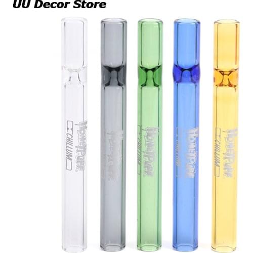 Glass Tobacco Pipe Glass Tube Cigarette Holder Cigarette Case Glass Smoking Set Accessories Color Random