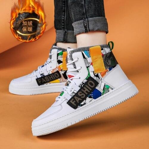 Large Size Hightop Warm Womens Sneakers Winter Women Sport Shoes White Sports Shoes Women Running Fur Scarpe Donna Basket D-987