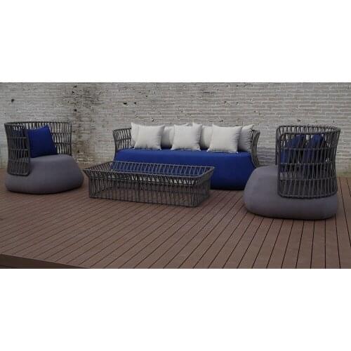 Outdoor rattan furniture outdoor sofa with quick dry foam for cushion water resistant