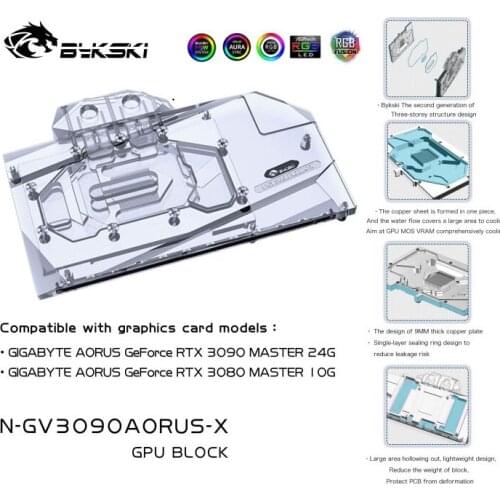 Bykski PC water cooling Radiator GPU cooler video Graphics Card Water Block for GIGABYTE AORUS RTX3090 rtx 3080 N-GV3090AORUS-X