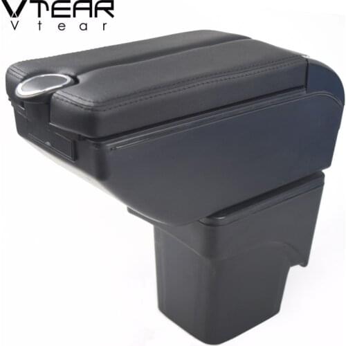 Vtear For Ford Focus MK3 accessories car armrest ABS arm rest leather storage box USB decoration car-styling interior parts 2017