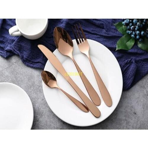 High-grade Rose gold cutlery flatware set spoon fork knife teaspoon stainless dinnerware set cutlery tableware set