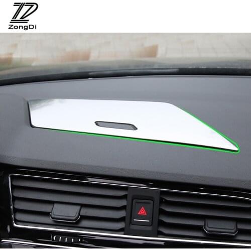 ZD 1pcs Stainless Steel For Volkswagen Tiguan MK2 2016 VW Tiguan 2017 2018 Dashboard Storage Box Frame Trim Stickers Covers